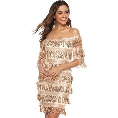 Women Dress Ukraine Vadim Zanzea Plus Size Women Free Shipping 2020 New Hot Neck Sleeve Sexy Sequins Dresses Party