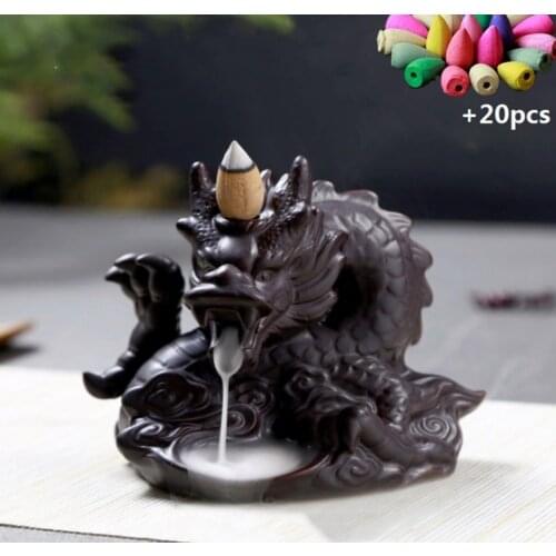 Traditional Chinese Dragon Incense Holder Porcelain Backflow Incense Burner Smoke View Cool Incense Burners Home Decor