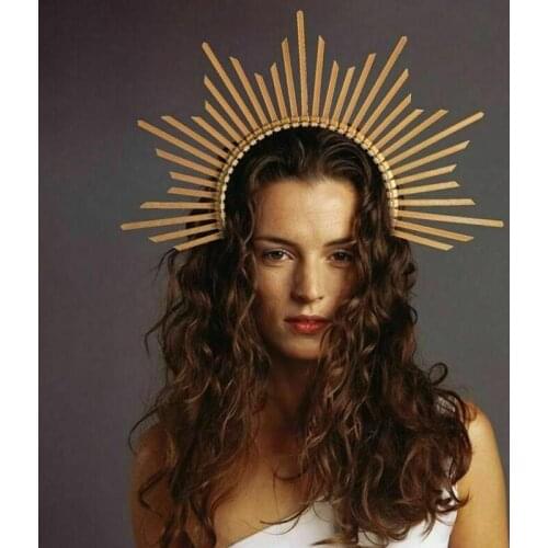 Fashion Gold Color Crown Spiked Crown Headband Festival crown Party headpiece Hair Band Hairband Star Pearl Church headdress