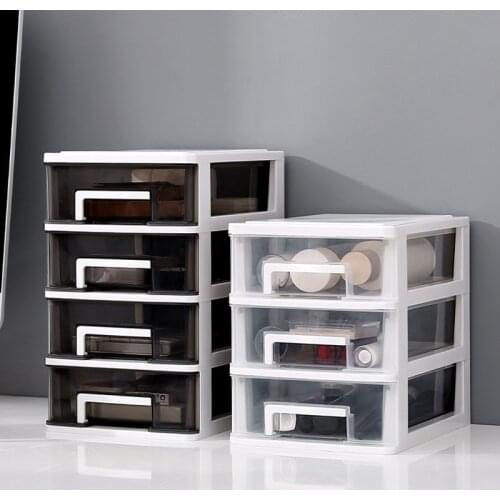 Transparent Cosmetic Storage Box Jewelry Make Up Organizer Multi-layer Drawer Design Plastic Storage Container For Dresser Desk