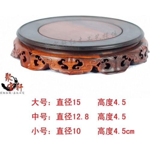Rosewood carving annatto handicraft circular base of real wood of Buddha stone are recommended vase furnishing articles