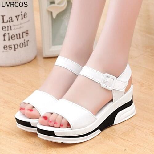 2021 Summer Shoes Woman Platform Sandals Women Soft Leather Casual Open Toe Gladiator Wedges Trifle Mujer Women Shoes Flats