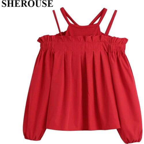 Блузки с открытыми плечами Sherouse China At AliExpress