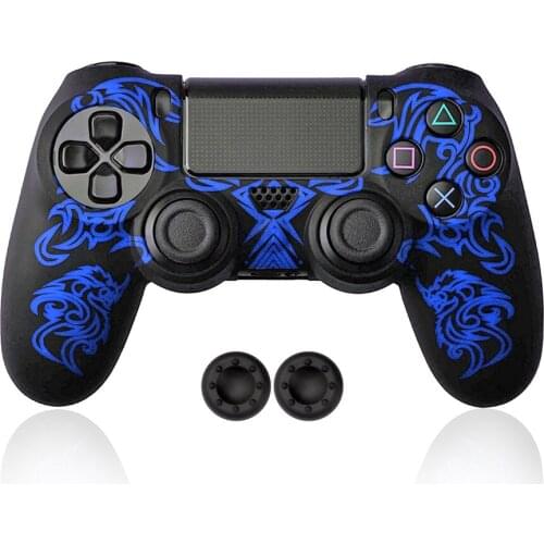 For Sony Playstation4 PS4 Silicone Case Skin Protective Cover with 2 Analog Caps for PS4/Slim/Pro Controller Gamepad