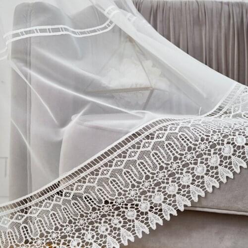 Embroidery Modern Water Soluble Fresh Embroidered Gauze Curtain White Gauze Hollow Living Dining Room Bedroombalcony Bay Window