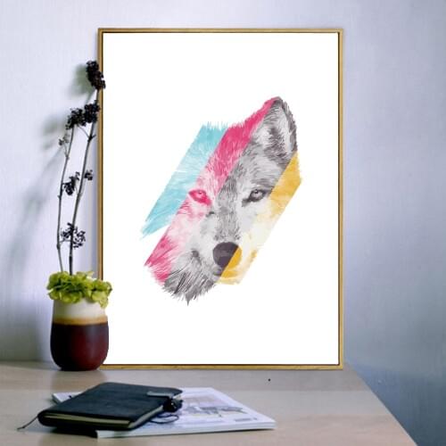 Modern Simple Style Canvas Print Painting Poster Of Watercolor Wolf,Frameless Wall Picture For Home Decoration,Wall Decor LZ977