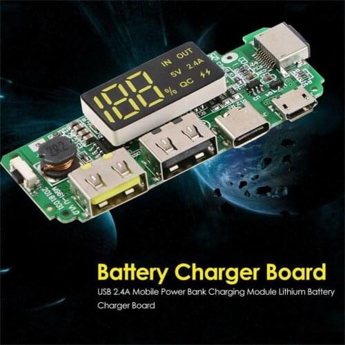 LED Dual USB 5V 2.4A Micro/Type-C USB Mobile Power Charging 18650 Module Bank Board Lithium Protection Circuit Charger Batt N9S1