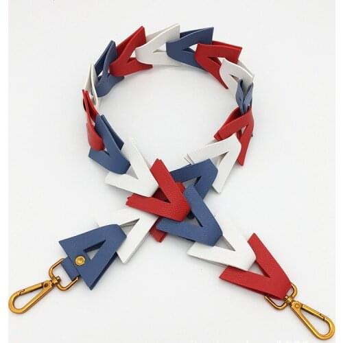 Triangle Hollow Chain Strap for Shoulder Bags PU Leather Candy Color Wide Handle Brass HangerBelt Straps for Crossbody Women Bag