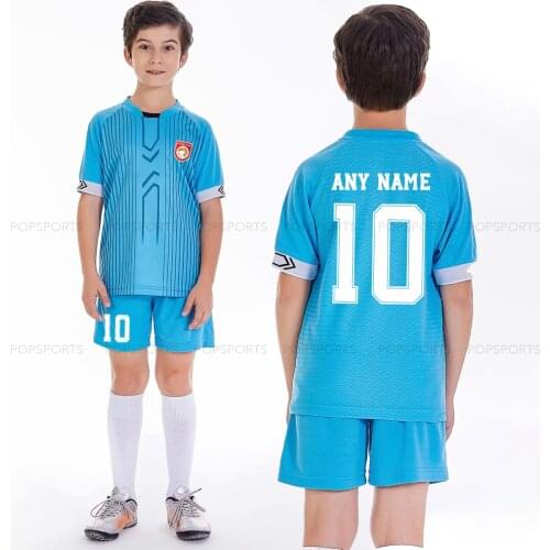 Boy short sleeve custom football jersey DIY name number kid soccer training suits uniform futbol team