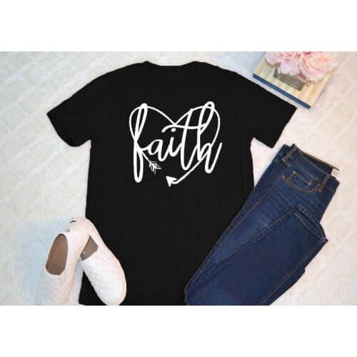 Faith Heart Christian T-Shirt Casual Christian Faith Slogan Tee Faith Based Graphic Grunge Tops Tumblr arrow faith Jesus shirts