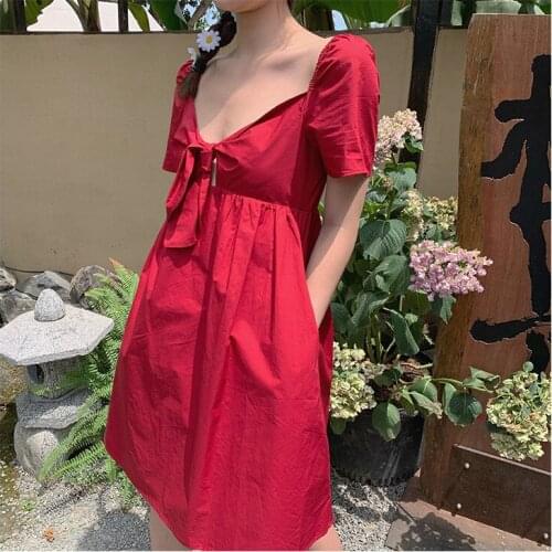 BeeHouse robe vestido de mulher dresses women sukienki damskie tshirt red casual casual cotton women cute backless dress