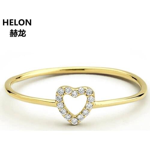 0.07ct SI/H Natural Diamonds Engagement Wedding Women Ring Solid 14k Yellow Gold Party Anniversary Fine Jewelry Heart Hole