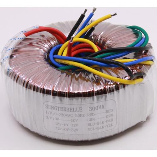 300W Audio Toroidal Transformer Output: 32V-0-32V, 12V-0V-12V, 0-10V High Quality Pure Copper Power Transformer