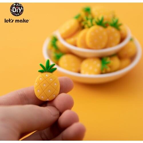 Lets Make 5pc/10pcs Baby Silicone Teether Beads Pineapple DIY Charm Necklace Pacifier Pendant Nursing Accessories Wholesale