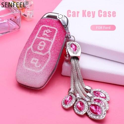 Car Remote Key Case Cover Holder Shell For Ford Focus 3 4 ST Mondeo 5 MK5 Mustang F-150 Explorer Edge Fiesta Kuga MK3 4 Keychain