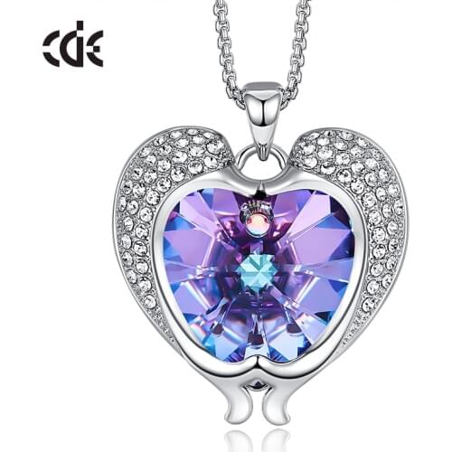 CDE Women Silver Color Necklace Embellished with Crystals from Swarovski Necklace Heart Pendant Dolphins Jewelry Valentines Gift