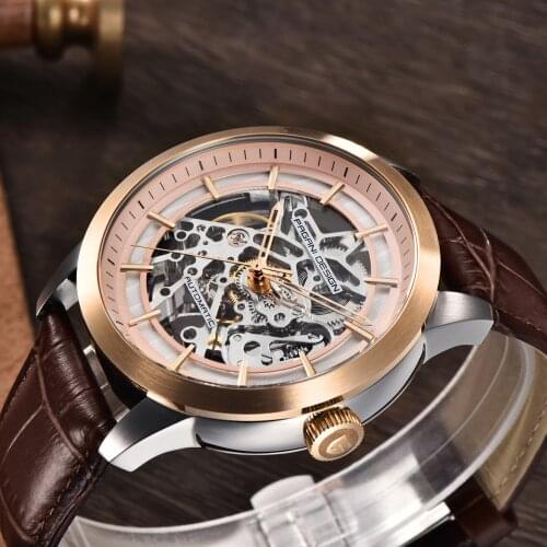PAGANI DESIGN Top Brand Fashion Leather Skeleton Gold Watch Sports and Leisure Waterproof Mechanical Watch Watch for Men