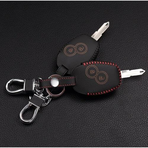 100% hand sewn leather car key cover for Renault Clio scenery Megane Duster Sandero Koleos Captur Twingo 2 key car cover