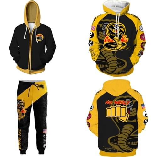 Cobra Kai Val Armorr Hoodies Cosplay Costume Karate Kid Jackets Cosplay 3D Printing Hoodies Sweatshirts men women Pants