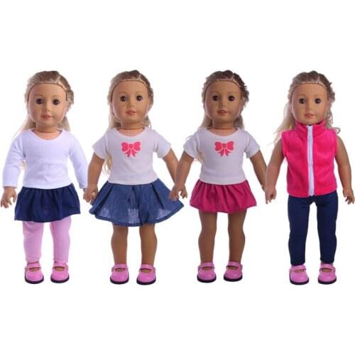 Handmade T-shirts, Skirts,Pants For American 18 Inch Girl Doll clothes 43 cm Baby New Born Items Our Generation Toys For Girls
