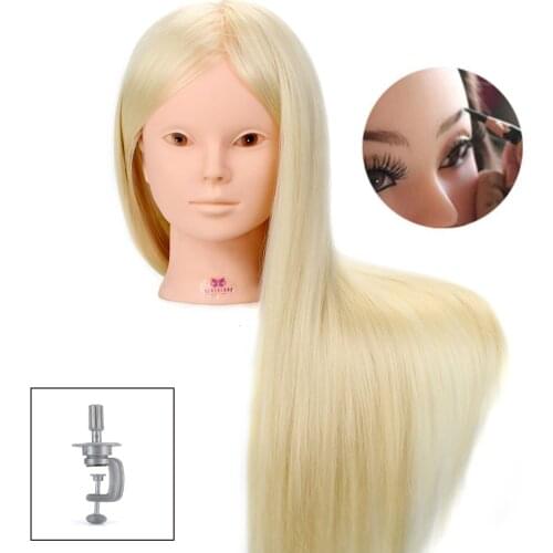 Neverland 50% Real Human Hair Mannequin Head For Makeup Hairstyles Professional Practice Dummy Doll Heads With White Blonde Hair
