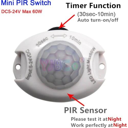 DC5V-24V 3A Human Body Infrared PIR Motion Sensor Switch Timer Automatic Switch For LED Strip Light Module Tape Free shipping