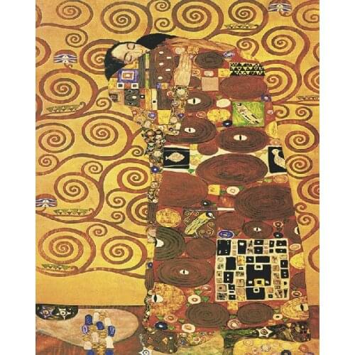 Gold oil painting print on canvas fine picture The kiss classical klimt oil painting bedroom decor art