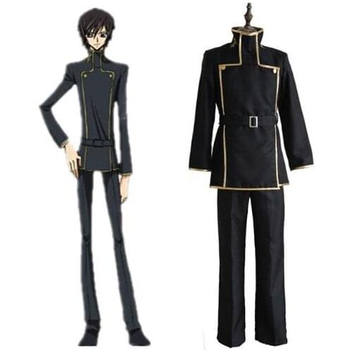 Code Geass Cosplay Lelouch Lamperouge Japanese School Uniform Black Set Mens Costume Any Size