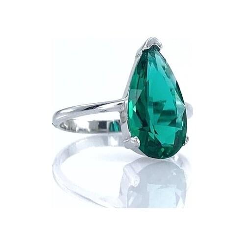 Emerald green Zircon Drop Sterling Silver Ring