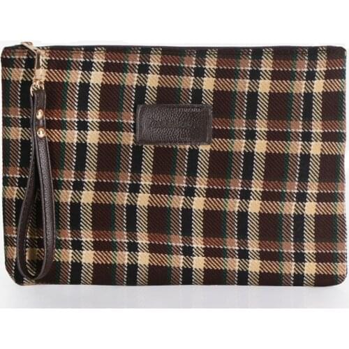 Brown Plaid Pattern Hand Bag