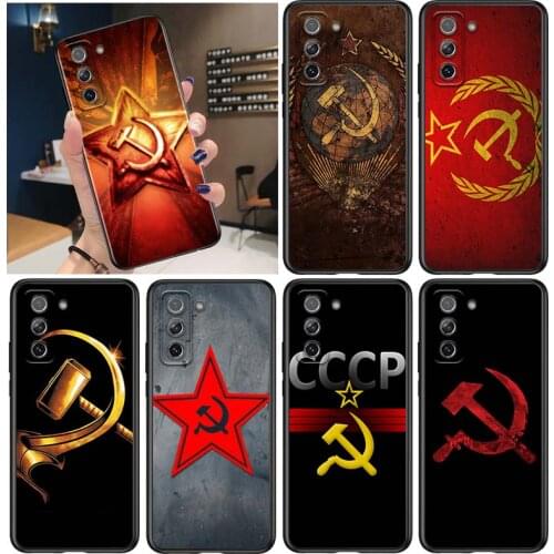 Red Soviet Union USSR Flag for Samsung Galaxy S21 Ultra Plus Note 20 10 9 8 S10 S9 S8 S7 S6 Edge Plus Black Phone Case