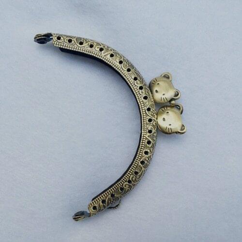 Small 8.5cm cat head buckle bronze color arc shape DIY women coin bag metal clasp purse frame 10pcs/lot