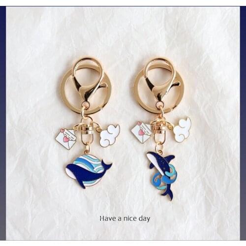 Kawaii Anime Dolphin Whale Keychains Women Phone Charm Accessories Bag Car Keychains Cartoon Couple Personalized Gift Keyring