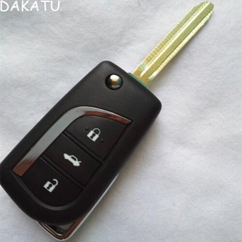 DAKATU 3 Buttons Modified Flip Folding key Shell Case for Toyota Camry Corolla Prado Blank Fob Replacement