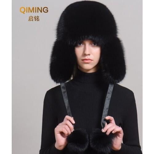 Fashion Luxury Brand Fur Ball Hat Beanies Fox Fur Hat Winter Hats For Women New Furry Real Raccoon Fur Hat Female