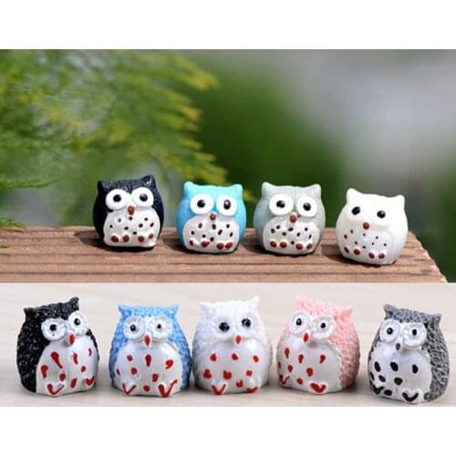 Owl Sets Animal Miniature Fairy Garden Home Houses Decoration Mini Craft Micro Landscaping Decor DIY Accessories
