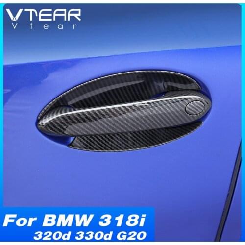 Vtear Car Door Handle Bowl Cover Decoration Anti-Dirty Accessories Exterior Anti-Scratch Parts For BMW 318i 320d 330d G20 2021