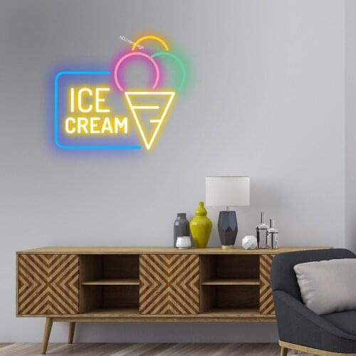 Ice Cream Logo Custom LED Letter Neon Sign Suitable For Store Drink Shop Home Bedroom Restaurant Wall Decor Neon Light