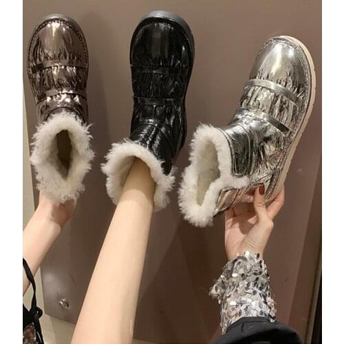 2020 new lamb hair snow boots womens fur cotton shoes womens thick bottom and velvet short boots womens boots