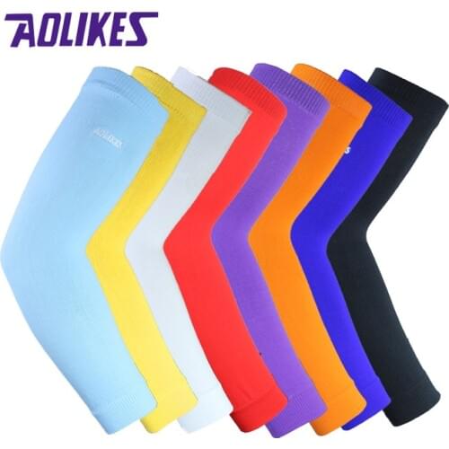 AOLIKES 1PCS Arm warmers Elastic Basketball Arm Sleeve Volleyball armband breathable cycling elbow pads support compression