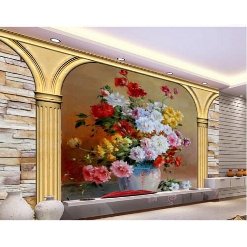 Roman painting flowers wallpaper flower 3d wallpaper living room non woven wallpaper Home Decoration