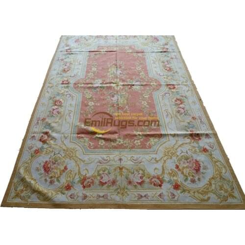 Handmade aubusson carpet Silk Pink Beige Mint Princess Room Stunning Decor #146(E955) Sp6069c gc8aubsilk