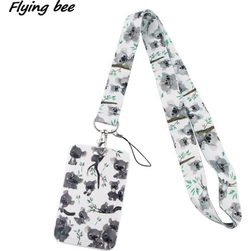Flyingbee X1601 Australian Koala Lanyard Card Holder Student Hanging Neck Mobile Phone Lanyard Badge Subway Access Card Holder