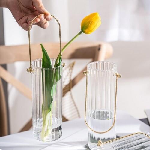 Nordic Glass Plant Vase Creative Transparent Glamour Luxury Flower Vase Design Table Bedroom Decoration Maison Home Decor DG50HP