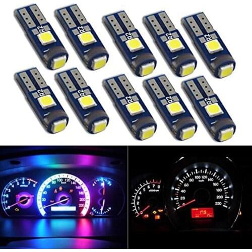 10Pieces T5 W1.2W 3SMD 3030 LED Car Interior Auto Side Light T5 LED Dashboard Gauge Instrument Lamp Bulbs car dashboard light