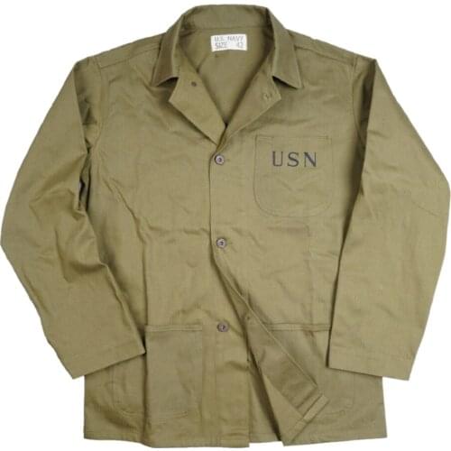 WWII WW2 US Navy USN jacket Trench Coat Retro Cotton Satin Uniforms