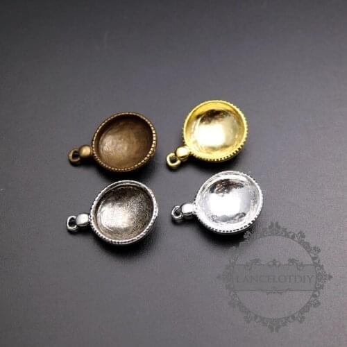 14mm setting size vintage alloy silver,gold,bronze,antiqued silver round bezel DIY pendant charm bezels tray 1411195