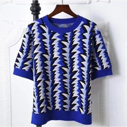 High quality Fashion blue Sweater 2019 Woman Shining Tops