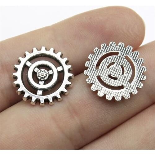 WYSIWYG 10pcs 17mm Steampunk Gear Charm Pendants For Jewelry Making Antique Silver Color Steampunk Gear Pendants