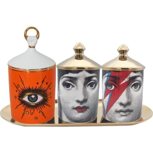 Lady skull Candle Holder Diy Handmade Candle Jar Female Face Storage Bin Box Ceramic Craft Home Decor Jewelry Makeup Container